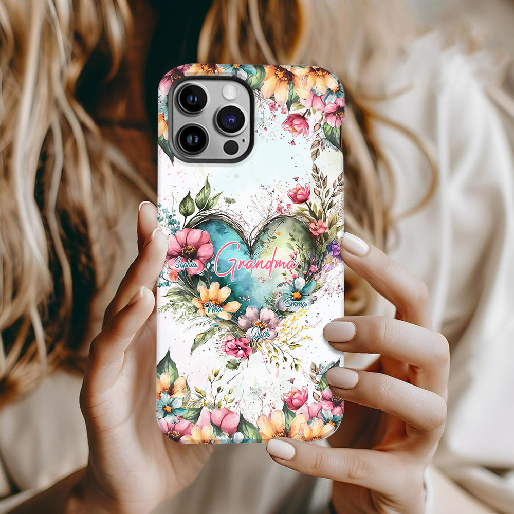 Grandma's Mom's Flowers - Personalized Grandma Full Print Phone Case