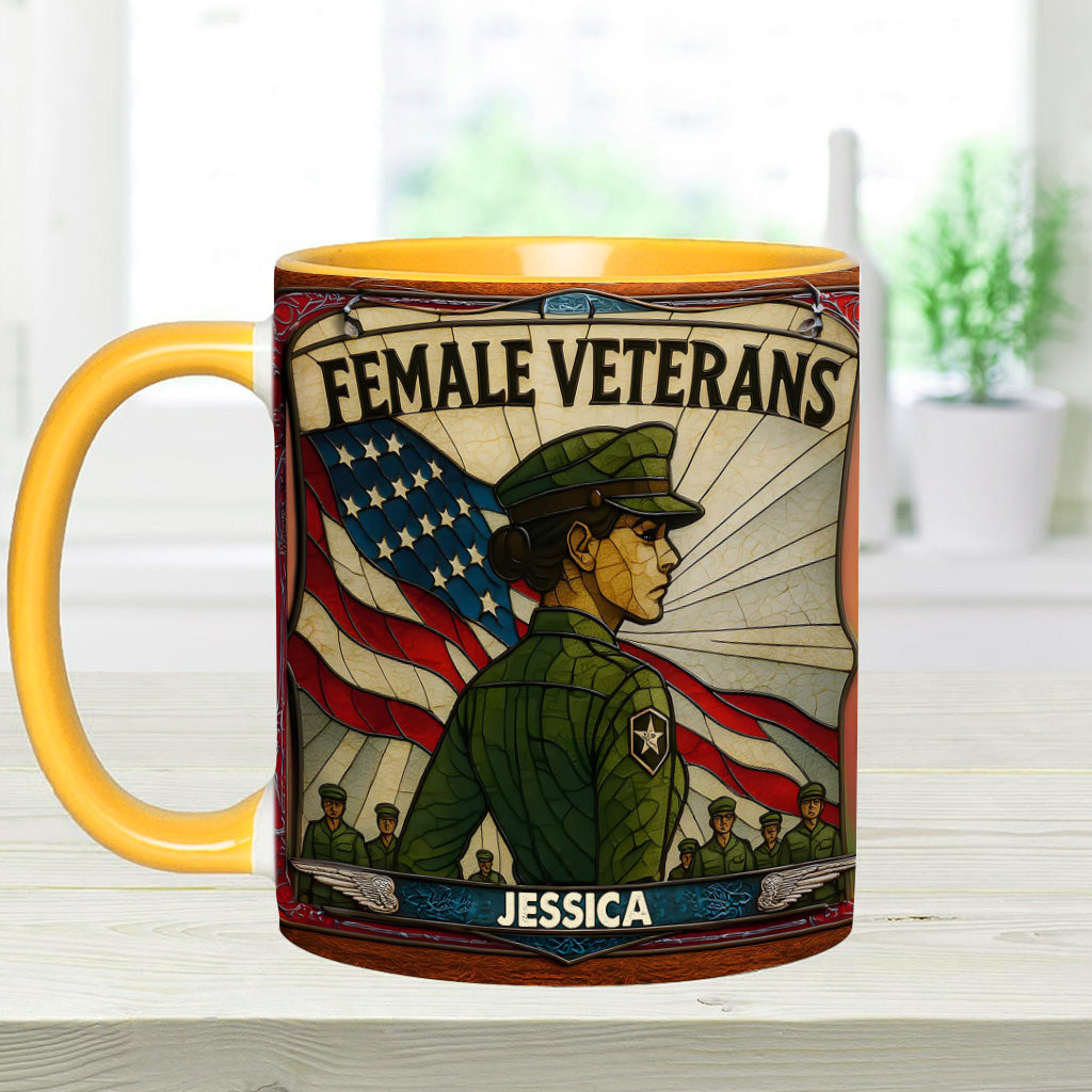 The Female Veteran - Personalized Veteran Accent Mug