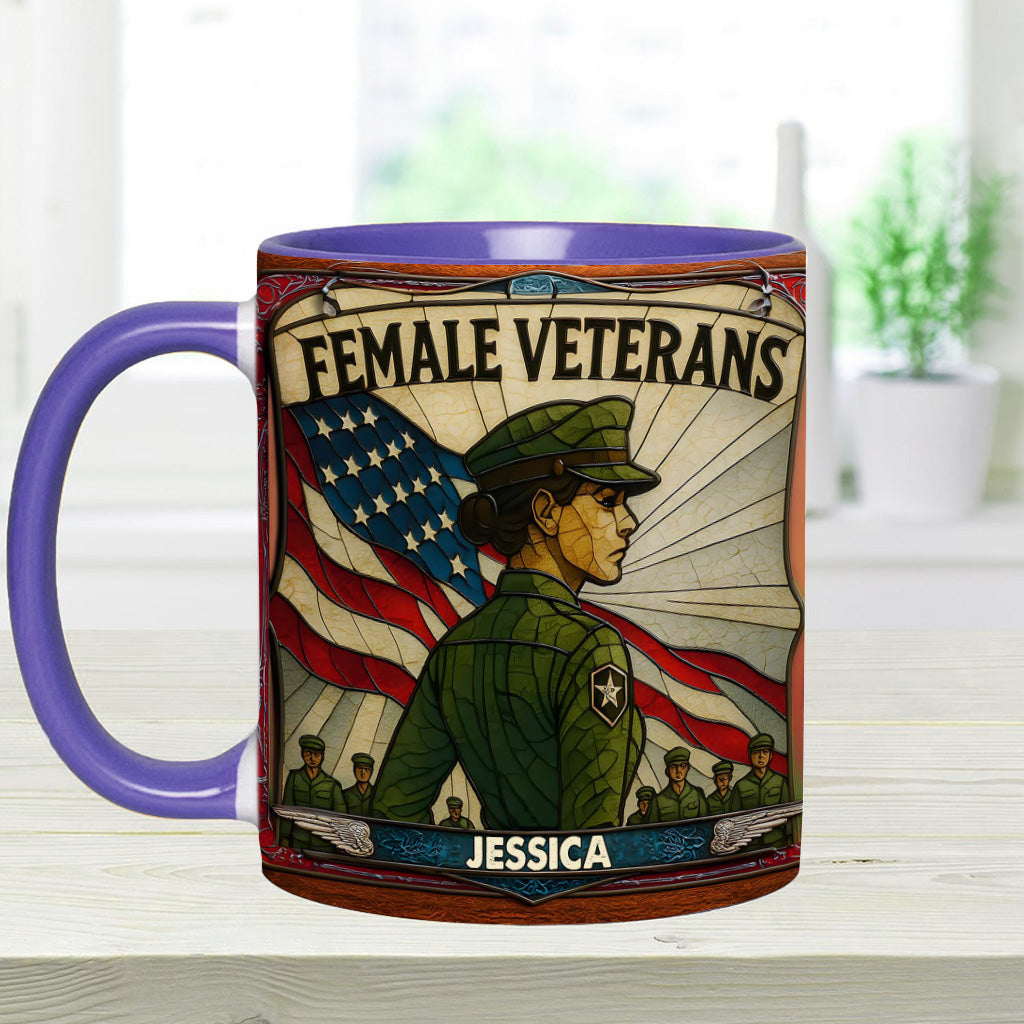 The Female Veteran - Personalized Veteran Accent Mug