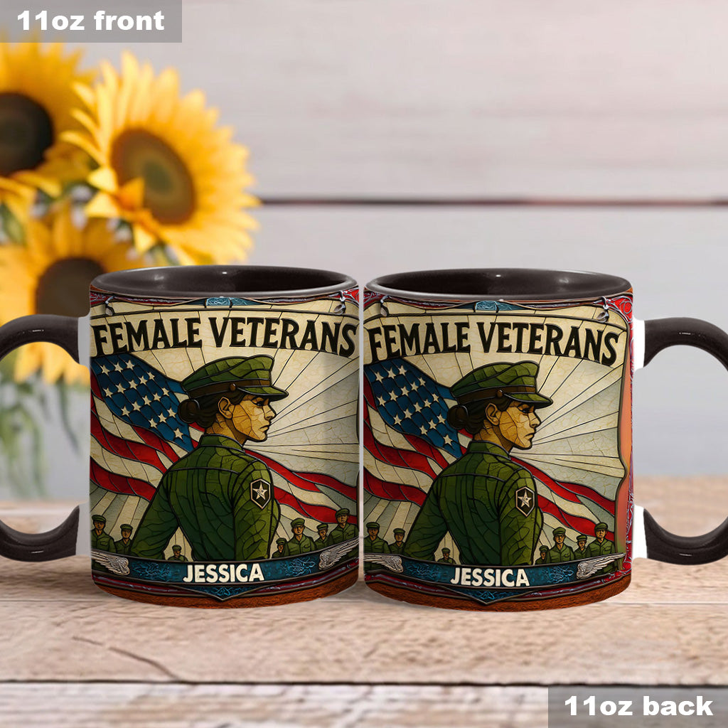 The Female Veteran - Personalized Veteran Accent Mug
