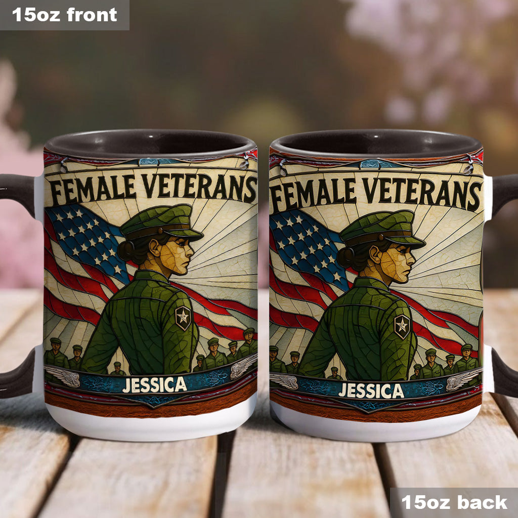 The Female Veteran - Personalized Veteran Accent Mug