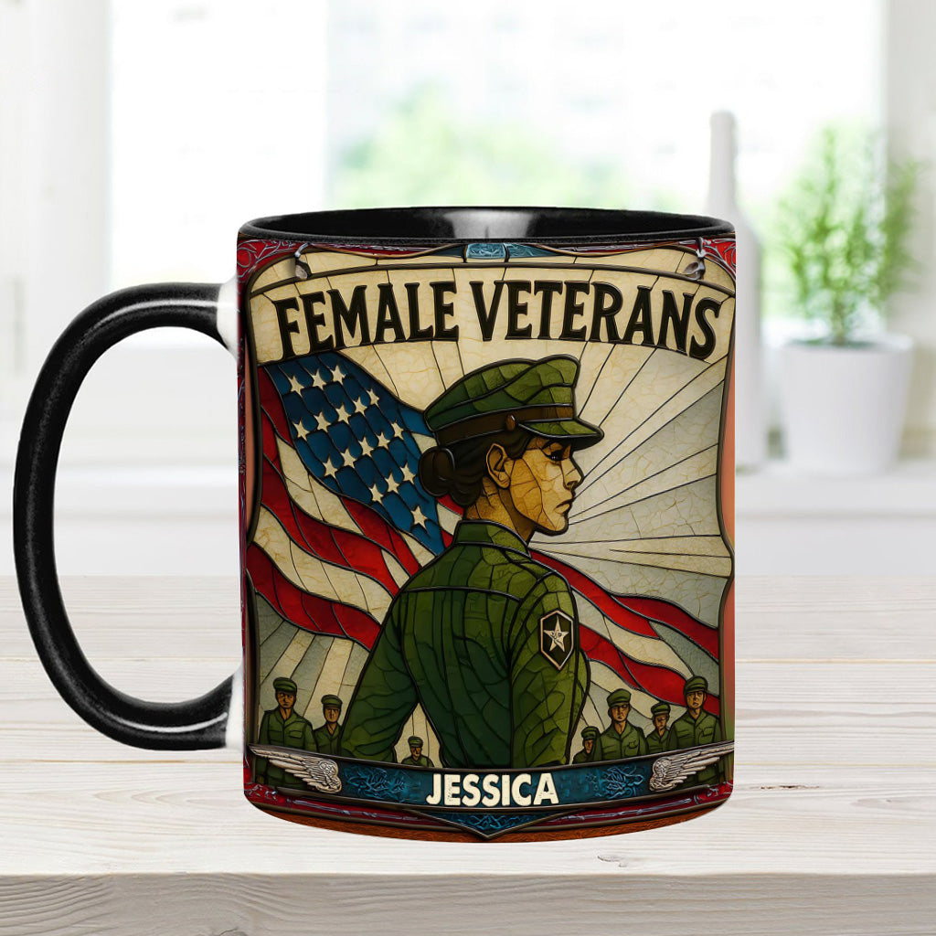 The Female Veteran - Personalized Veteran Accent Mug