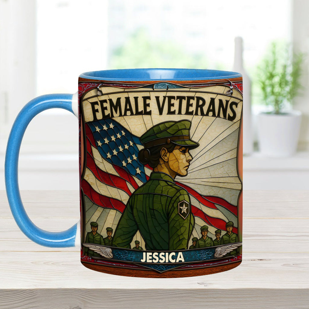 The Female Veteran - Personalized Veteran Accent Mug