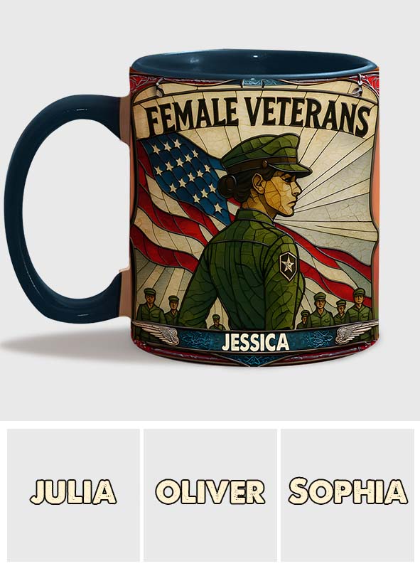 The Female Veteran - Personalized Veteran Accent Mug
