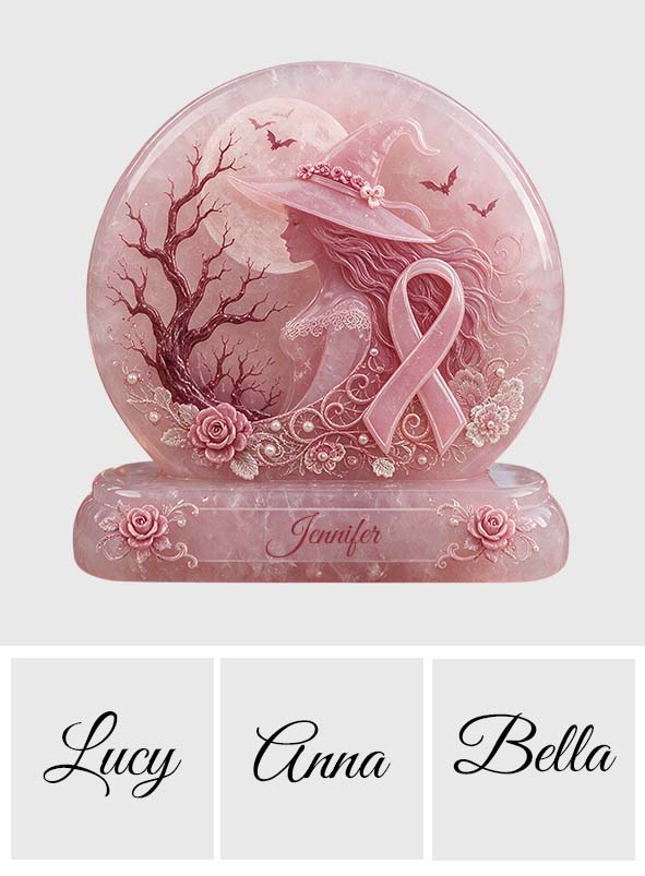 Pink Witch Nur Zauber ist Brustkrebs verbannen - Personalisierte Brustkrebsbewusstsein 2-seitige Acrylplakette