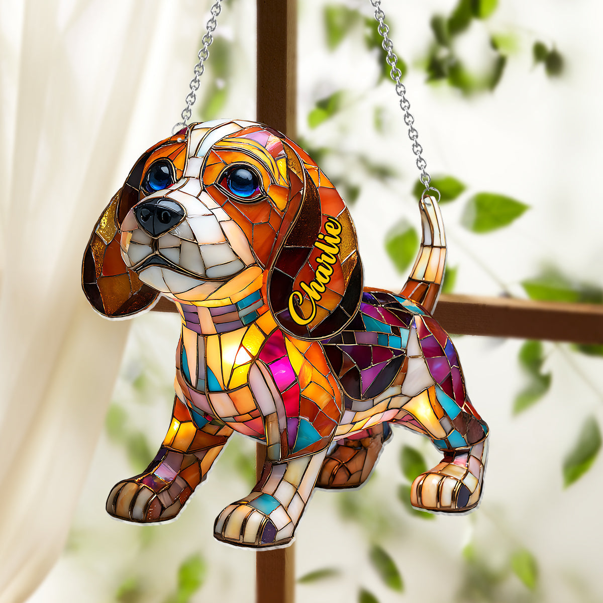 I Love My Dog - Personalized Dog Window Hanging Suncatcher Ornament
