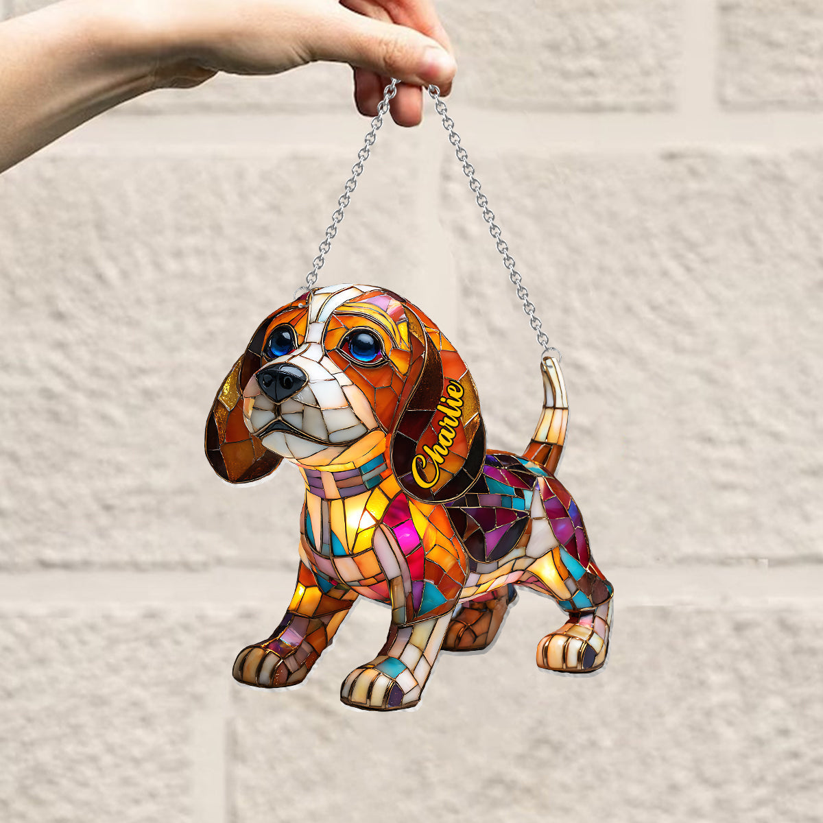 I Love My Dog - Personalized Dog Window Hanging Suncatcher Ornament