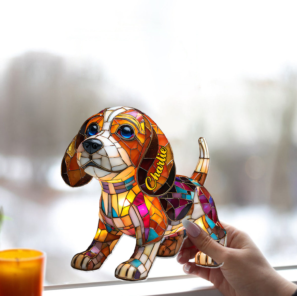 I Love My Dog - Personalized Dog Window Hanging Suncatcher Ornament