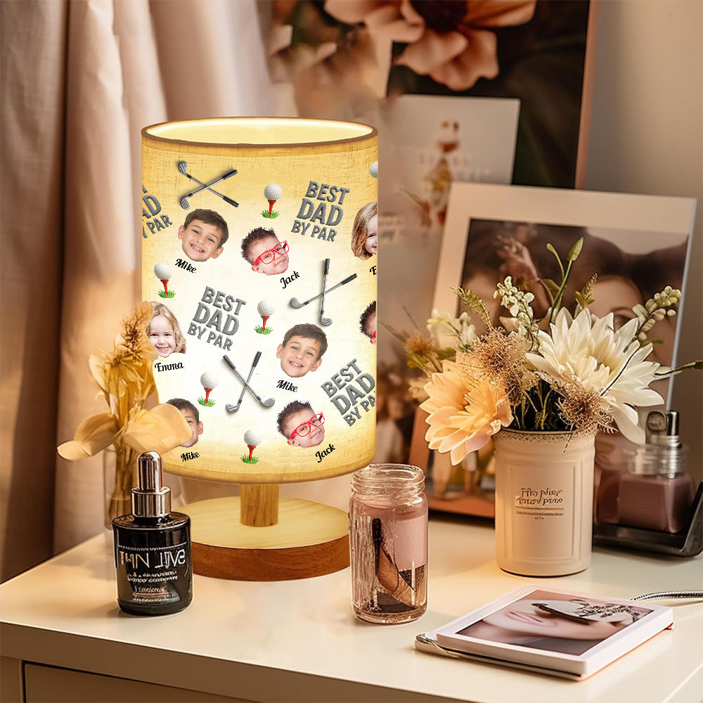 Best Dad By Par - Personalized Golf Table Lamp with Wood Base