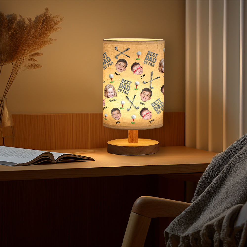 Best Dad By Par - Personalized Golf Table Lamp with Wood Base