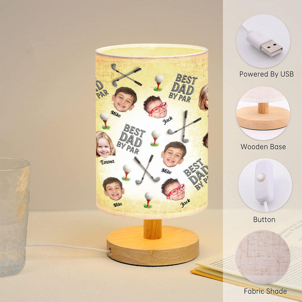 Best Dad By Par - Personalized Golf Table Lamp with Wood Base