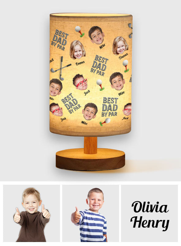 Best Dad By Par - Personalized Golf Table Lamp with Wood Base