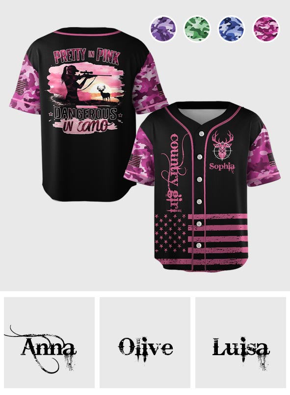 Maillot de baseball de chasse personnalisé Country Girl -