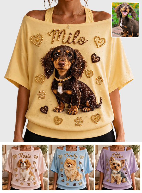 Cute Pet - Personalized Dog Off-Shoulder Top Set