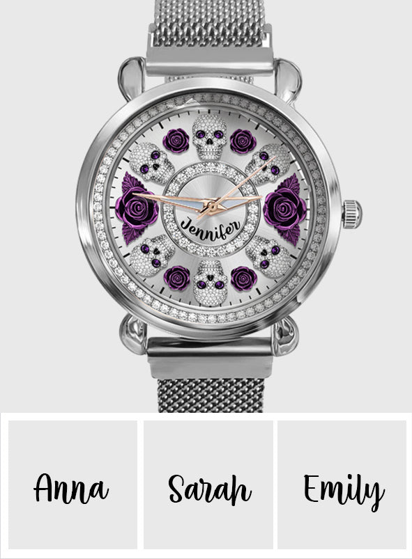 Montre-bracelet personnalisée pour femme Skull And Roses - Tête de mort