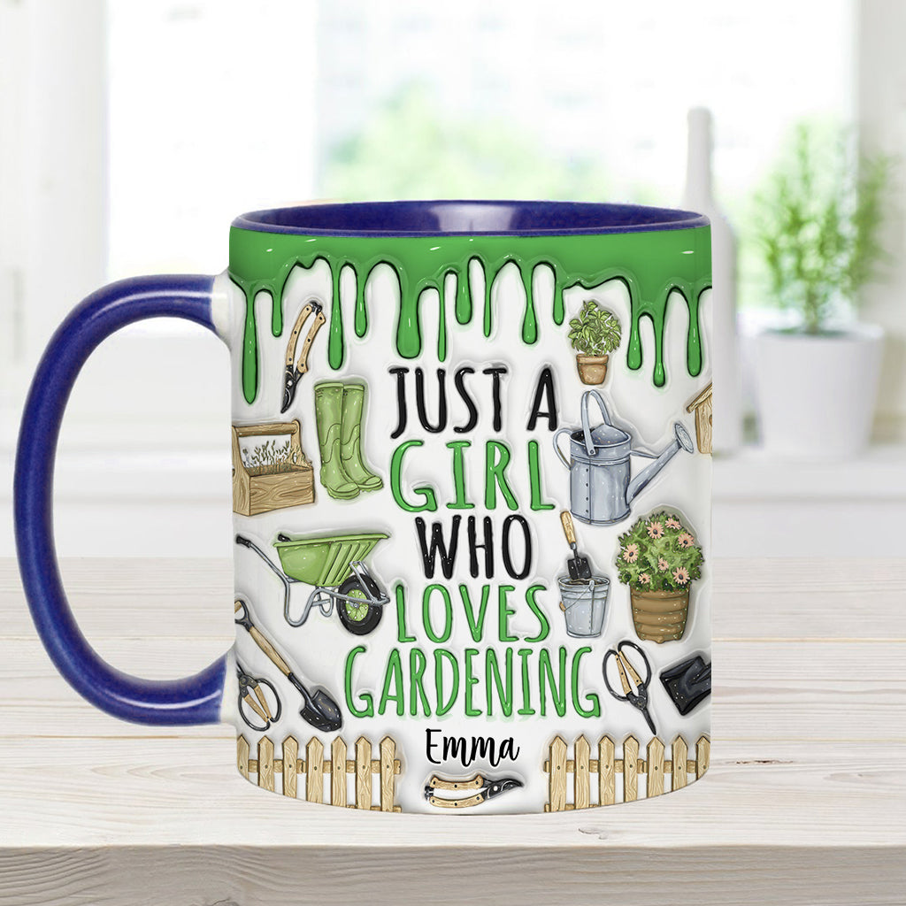 Just A Girl Who Loves Gardening - Personalized Gardening Accent Mug
