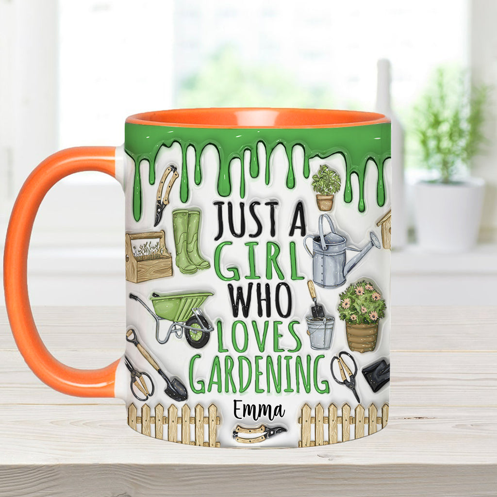 Just A Girl Who Loves Gardening - Personalized Gardening Accent Mug