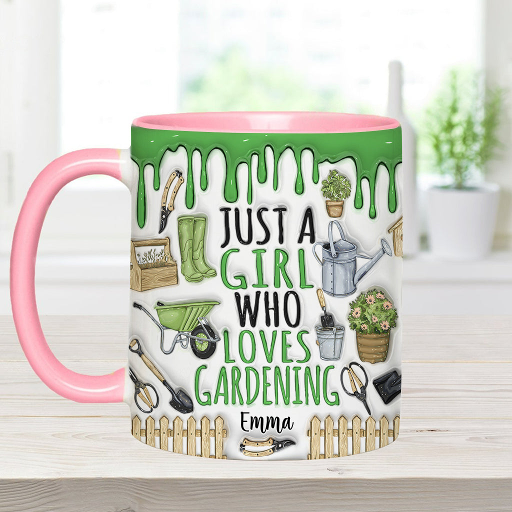Just A Girl Who Loves Gardening - Personalized Gardening Accent Mug