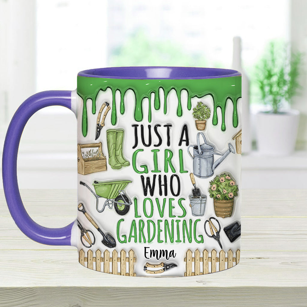 Just A Girl Who Loves Gardening - Personalized Gardening Accent Mug