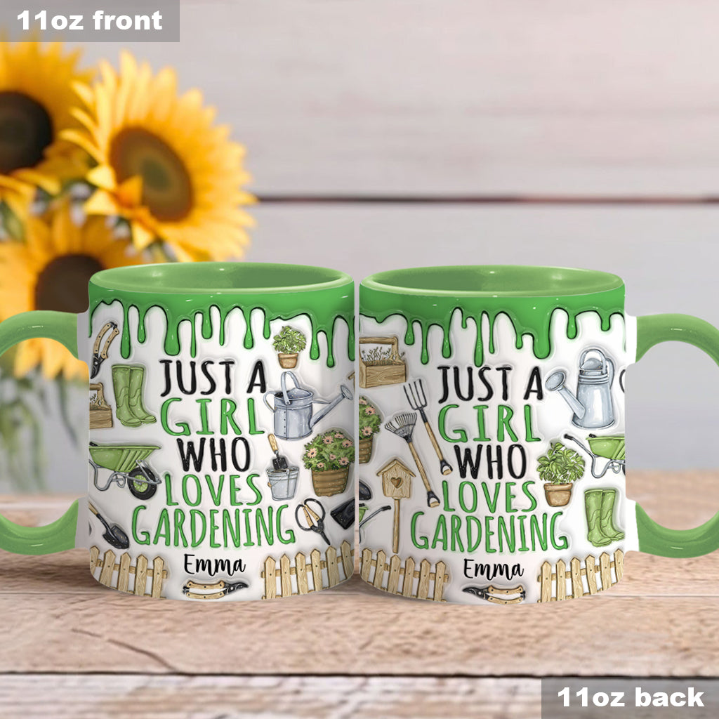 Just A Girl Who Loves Gardening - Personalized Gardening Accent Mug