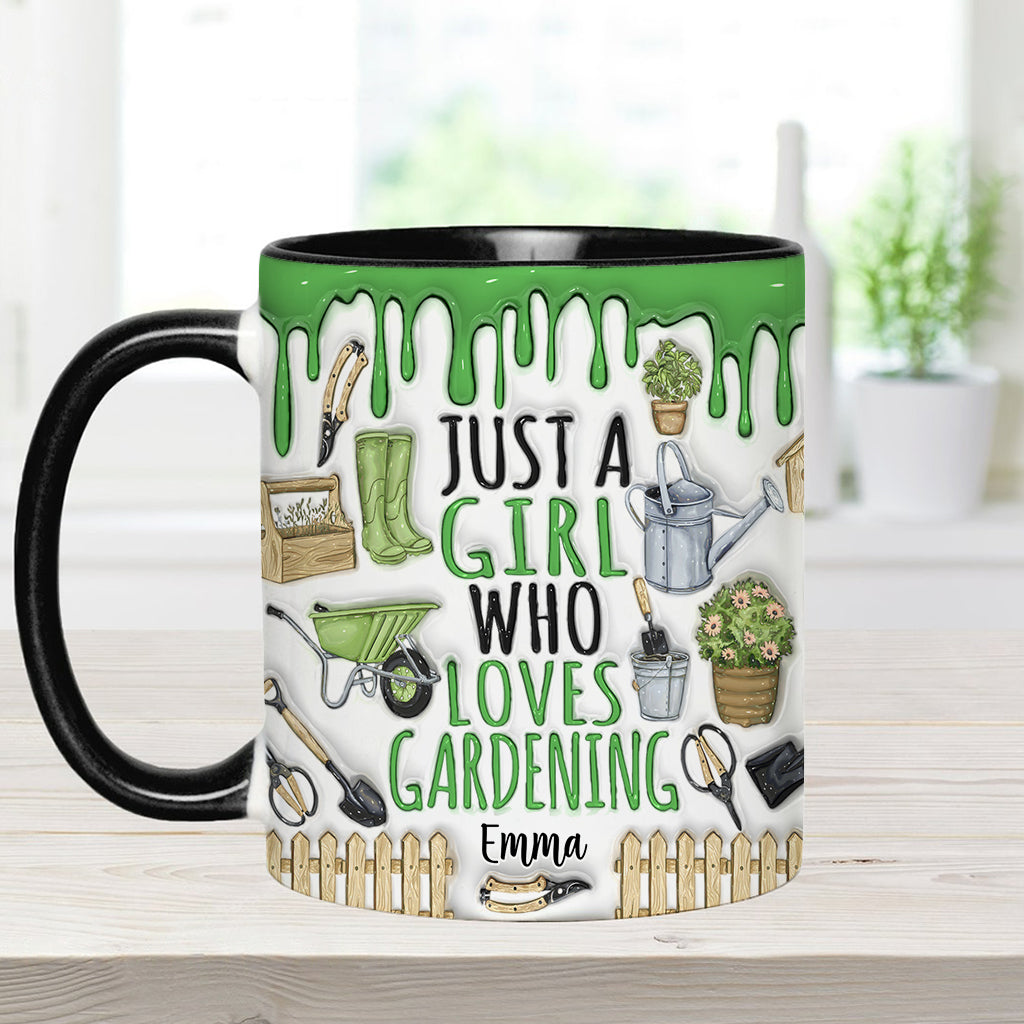 Just A Girl Who Loves Gardening - Personalized Gardening Accent Mug