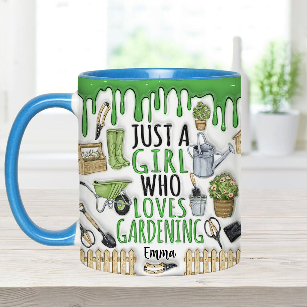 Just A Girl Who Loves Gardening - Personalized Gardening Accent Mug