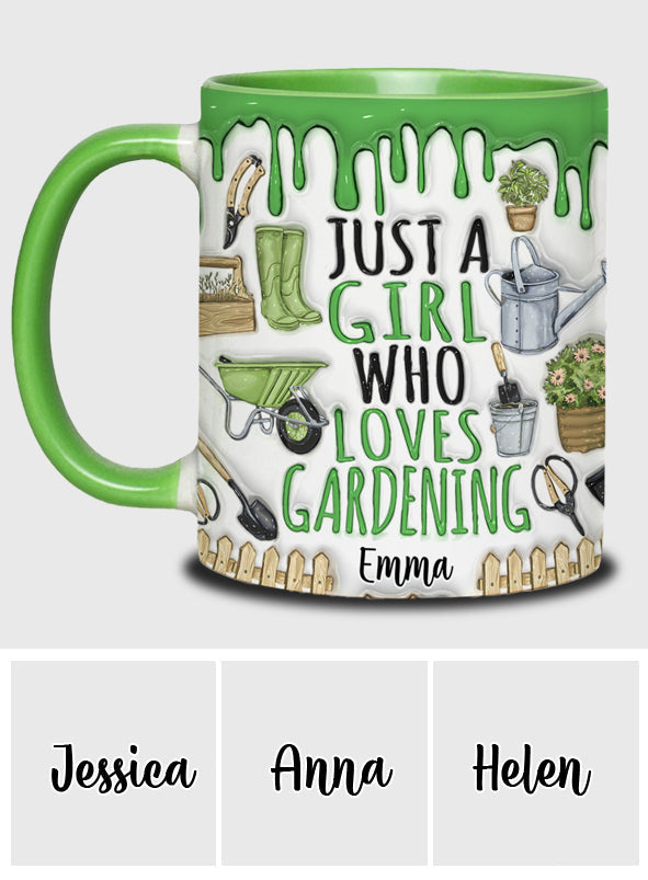 Just A Girl Who Loves Gardening - Personalized Gardening Accent Mug