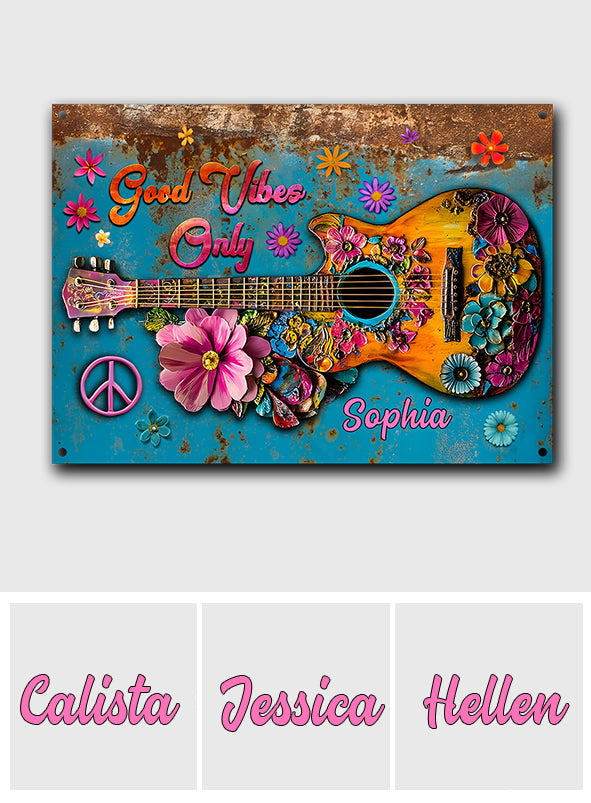 Nur positive Vibes – Personalisiertes Hippie-Rechteck-Metallschild