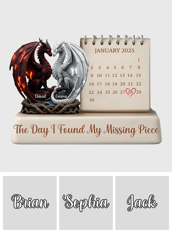 The Day I Found My Missing Piece - Personalized Couple Custom Shaped Acrylic Plaque