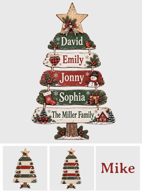 Christmas Tree Pallets Family Name Sign - Personalized Family Pallet Wood Sign