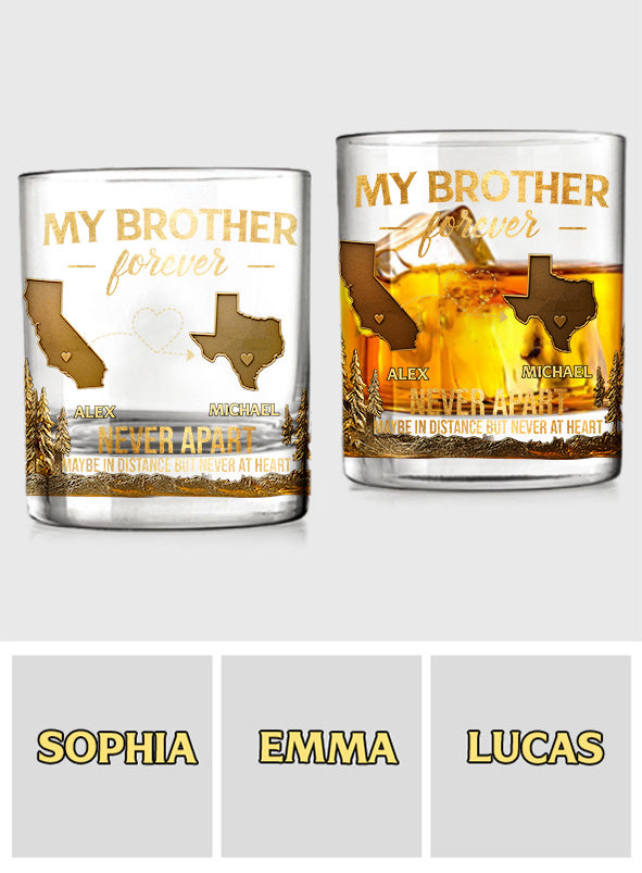 Mein Bruder/Meine Schwester/Mein Sohn... Für immer, niemals getrennt. Vielleicht räumlich getrennt, aber niemals im Herzen – personalisiertes Geschwister-Whiskyglas