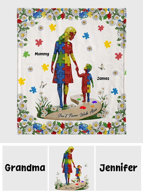 Tu ne marcheras jamais seul - Couverture personnalisée de sensibilisation à l'autisme