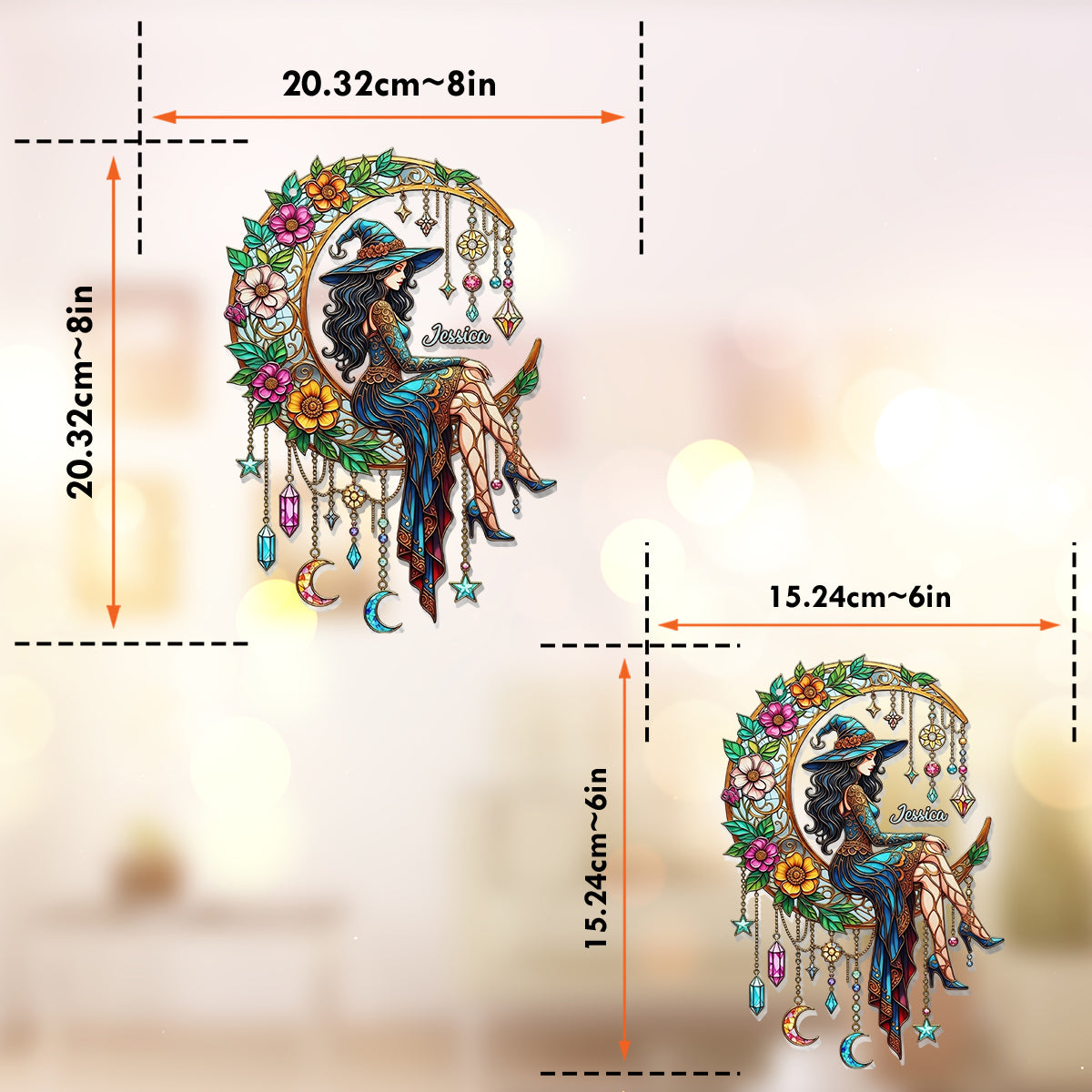 Witch Moon - Personalized Witch Window Hanging Suncatcher Ornament