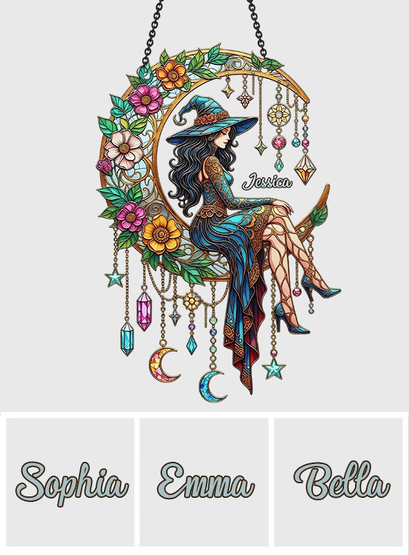 Witch Moon - Personalized Witch Window Hanging Suncatcher Ornament