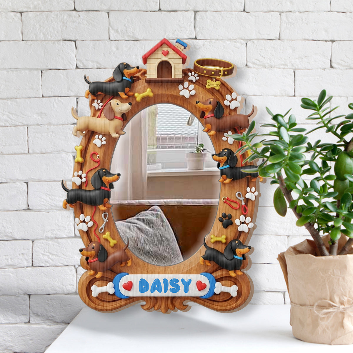 Love Dachshunds - Personalized Dog Wall Hanging Mirror