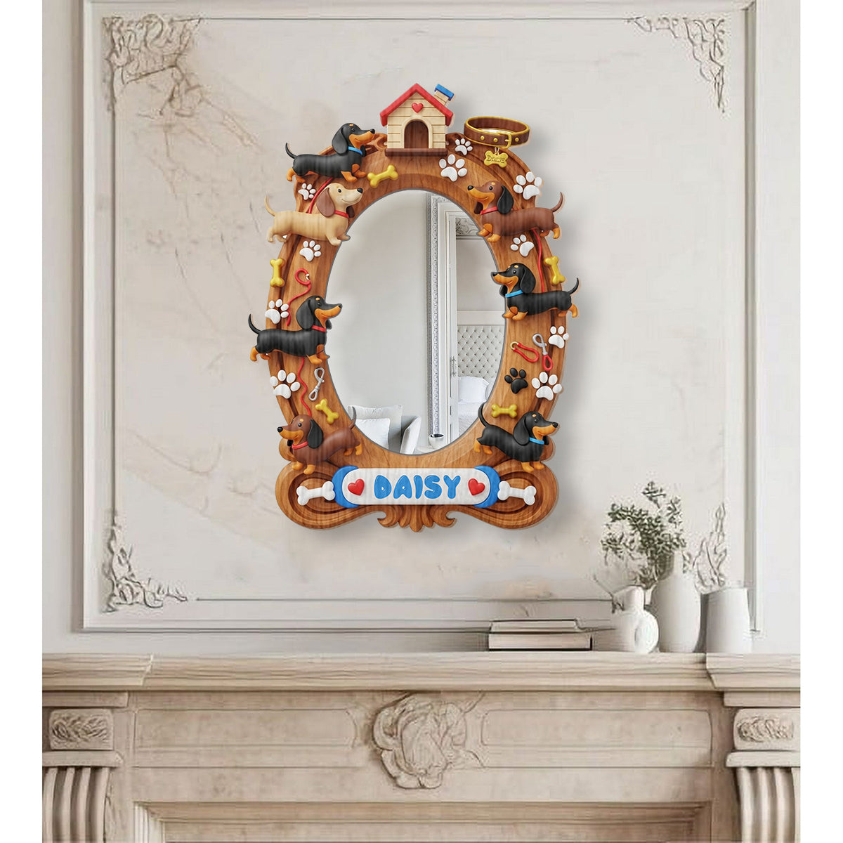 Love Dachshunds - Personalized Dog Wall Hanging Mirror