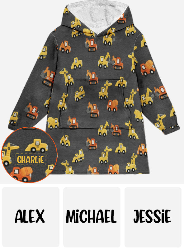 Baumaschinen - Personalisierter Kinder-Hoodie mit Deckenmotiv