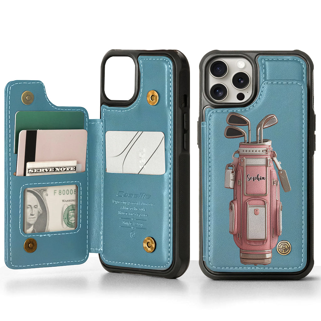 Luxury Gift For Golfer Custom Name - Personalized Golf Wallet Phone Case