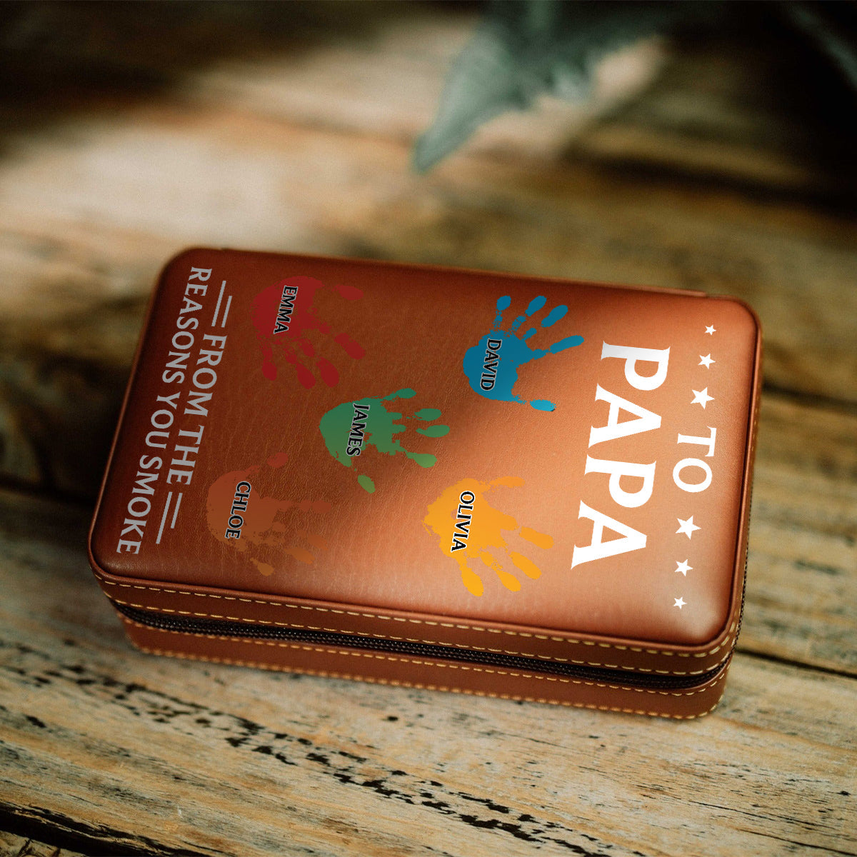 To Dad From The Reasons You Smoke - Personalized Father Travel Cigar Humidor Case