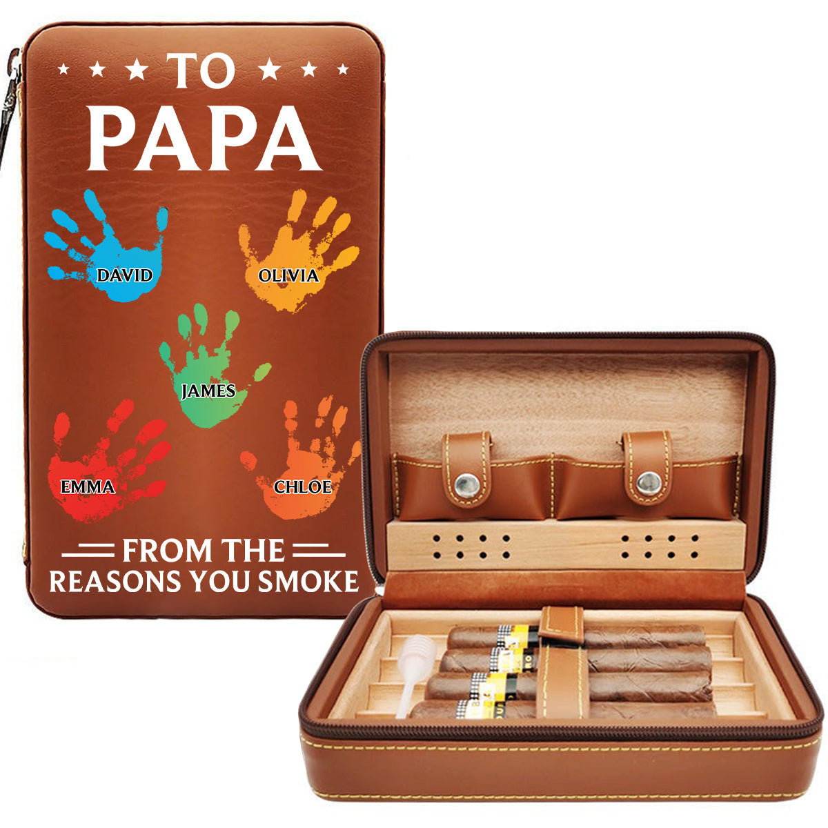 To Dad From The Reasons You Smoke - Personalized Father Travel Cigar Humidor Case
