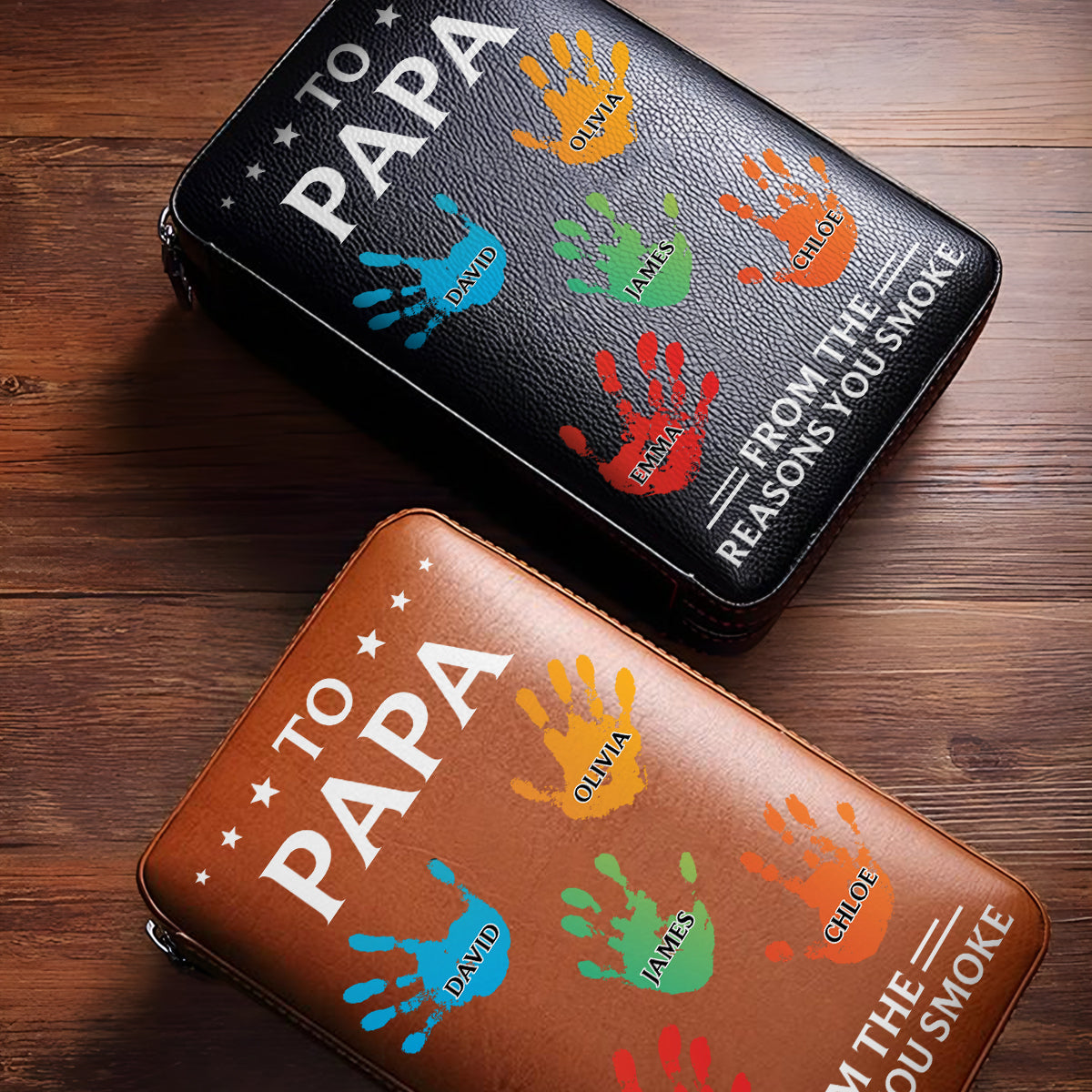To Dad From The Reasons You Smoke - Personalized Father Travel Cigar Humidor Case