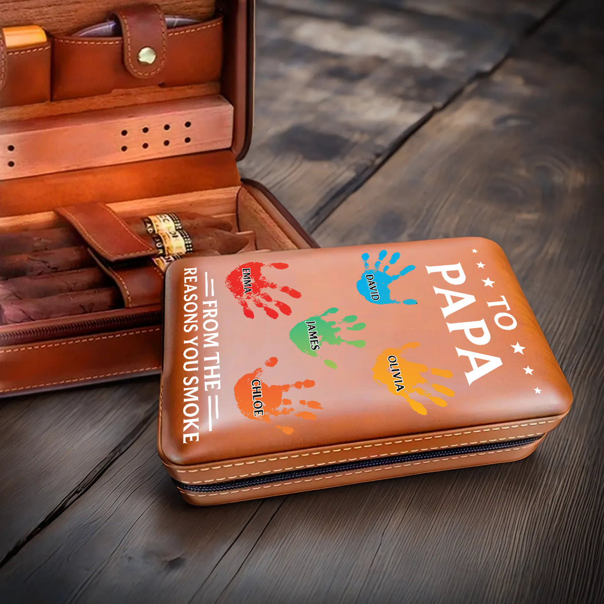 To Dad From The Reasons You Smoke - Personalized Father Travel Cigar Humidor Case