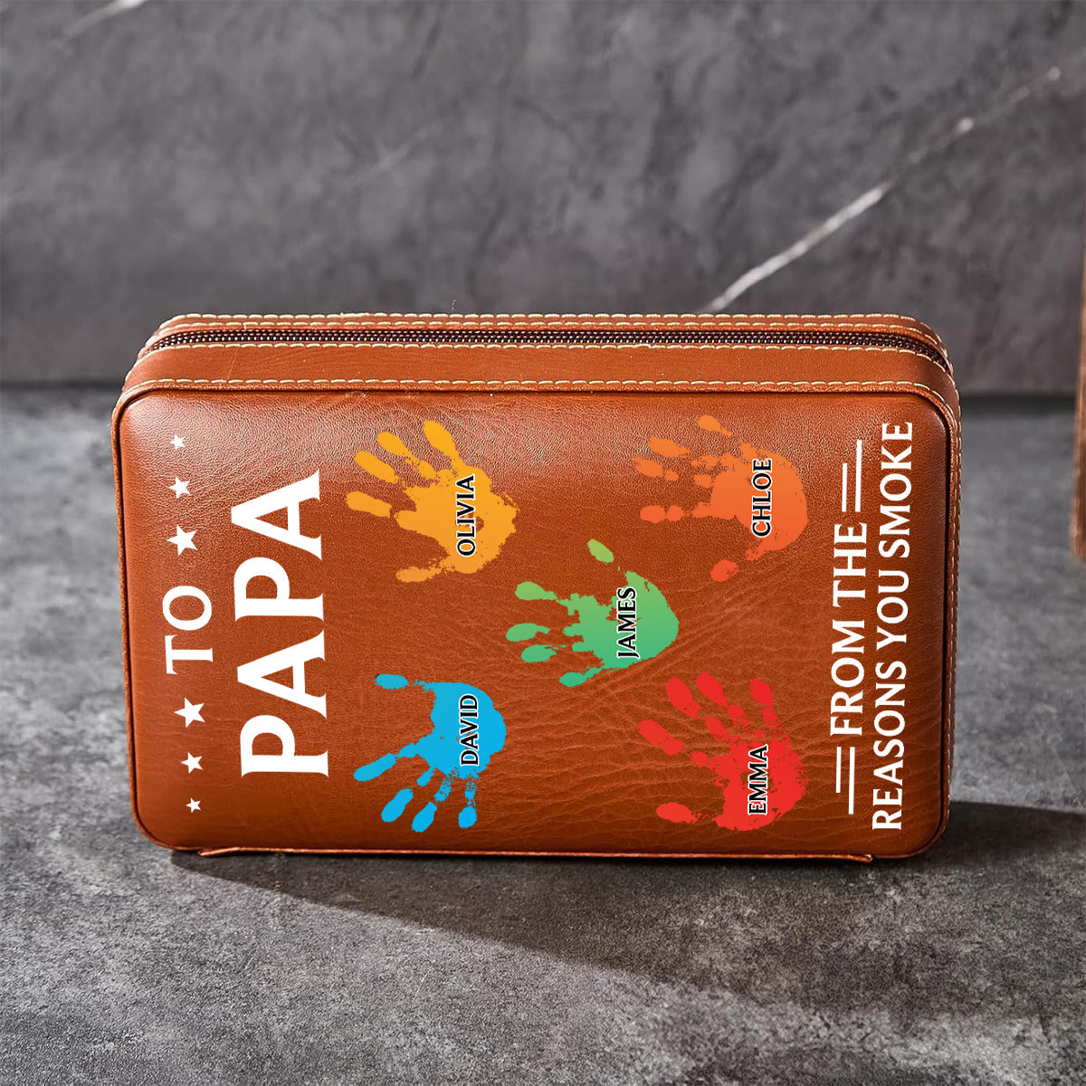 To Dad From The Reasons You Smoke - Personalized Father Travel Cigar Humidor Case