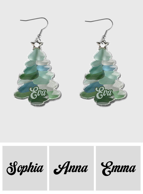 Weihnachtsbaum aus Treibglas – personalisierte Weihnachtsohrringe