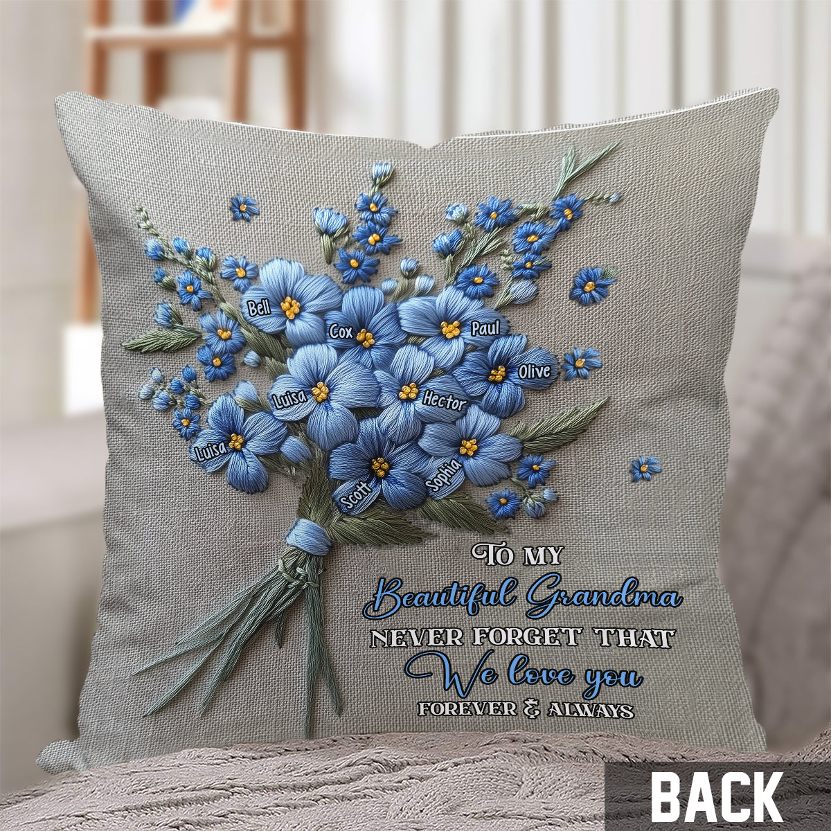 Never Forget I Love You - Personalized Grandma Throw Pillow