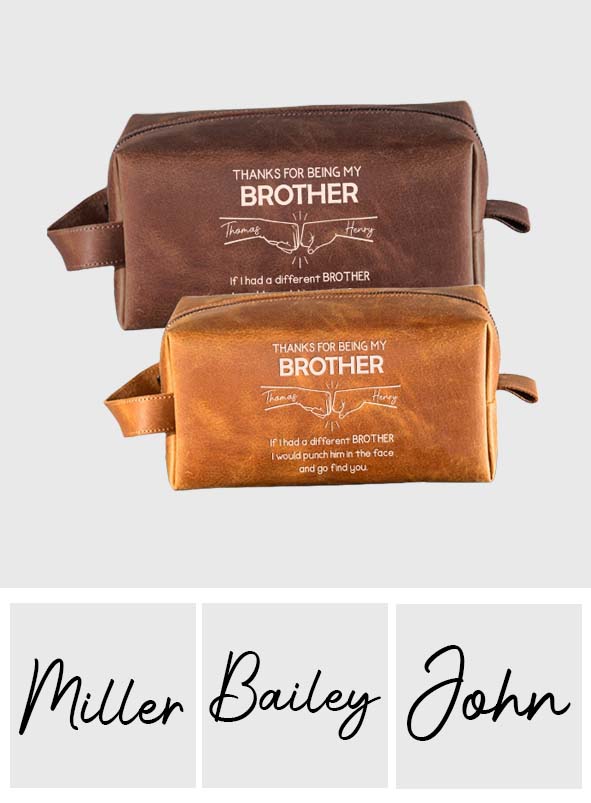 Félicitations pour être mon frère ! – Trousse de toilette en cuir personnalisée pour frère/sœur