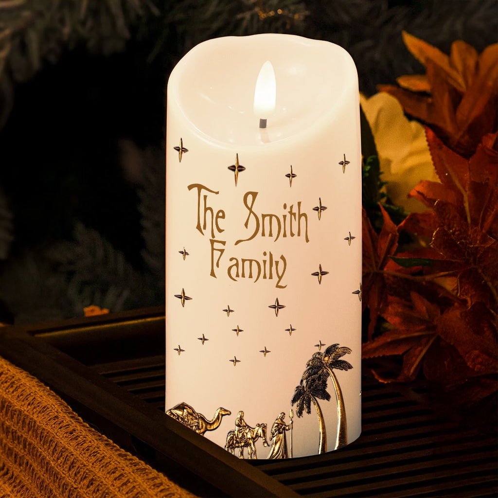 Nativity Scene - Personalized Christian Flameless Candle