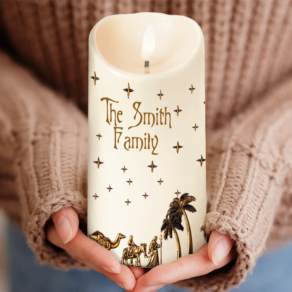 Nativity Scene - Personalized Christian Flameless Candle