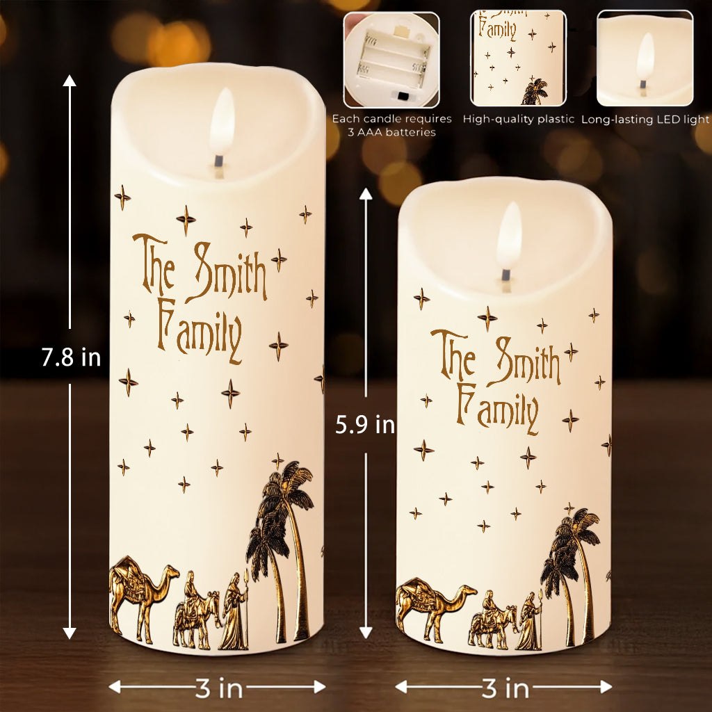 Nativity Scene - Personalized Christian Flameless Candle