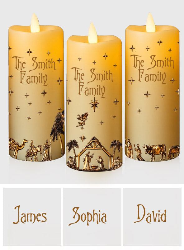 Nativity Scene - Personalized Christian Flameless Candle